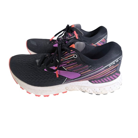 Brooks Adrenaline GTS 19 Running Shoes Womens Size 7 Black/Purple/Orange Athleti - Picture 7 of 11